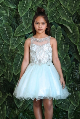 Girls Dress Style TY013 - MINT Beautifully Beaded Short Party Dress