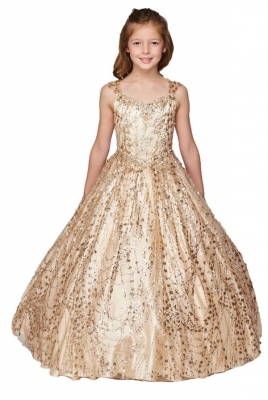 Champagne Metallic Glitter Dress with Corset Back