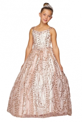 Rose Gold Metallic Glitter Dress with Corset Back