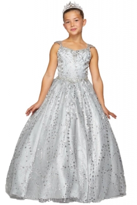 Silver Metallic Glitter Dress with Corset Back