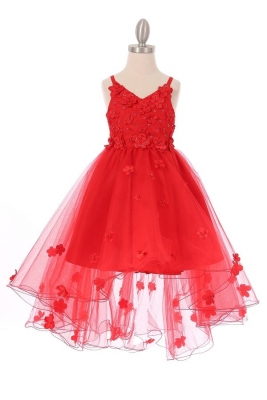 Girls Dress Style 9019 - High Low Sequin Embroidered Dress in Choice of Color