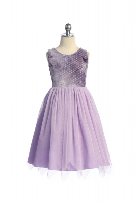 Lavender Ombre Eyelet Stretch Mesh Dress