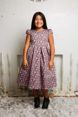 Purple Cap Sleeve Floral Dress