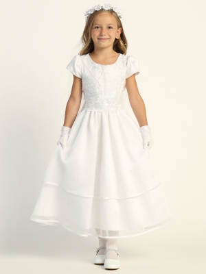 Puff Sleeve Embroidered Tulle Dress with Sequins - SP205
