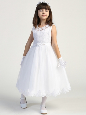 Style SP646 - Embroidered Tulle Dress with flower Appliques and Rhinestone Details