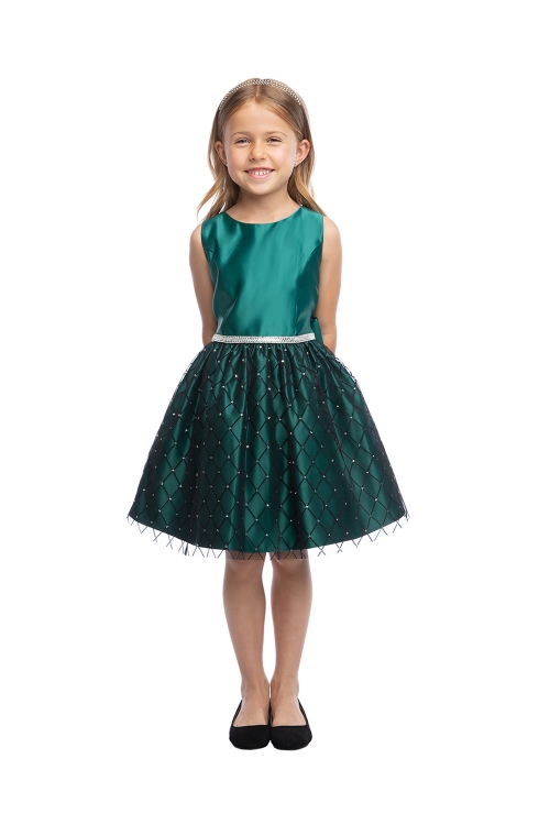 green emerald velvet dress Peony Lace Flower Girl Dress in Green Sleeve Maxi 12-14 Years main image 0