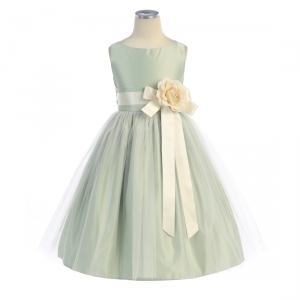Sage Girls Dress Style 402- Sleeveless Satin and Tulle Dress