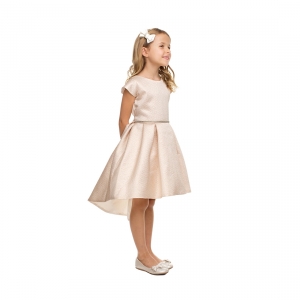 Girls Dress Style 827 - Blush Shimmer High-Low Jacquard Cocktail Dress