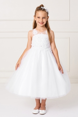 Lace and Tulle Dress with Large Bow Tie on Back in Choice of Color