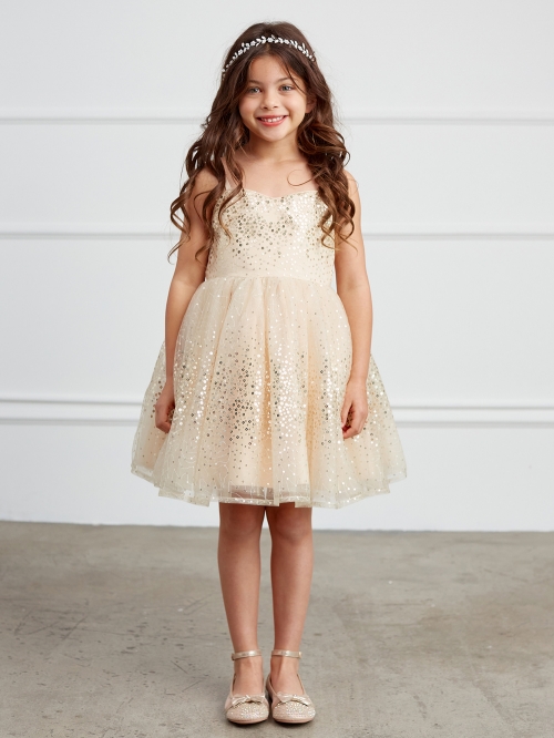 Tween Girls' Mesh Layered Hem Sequin Party Dress