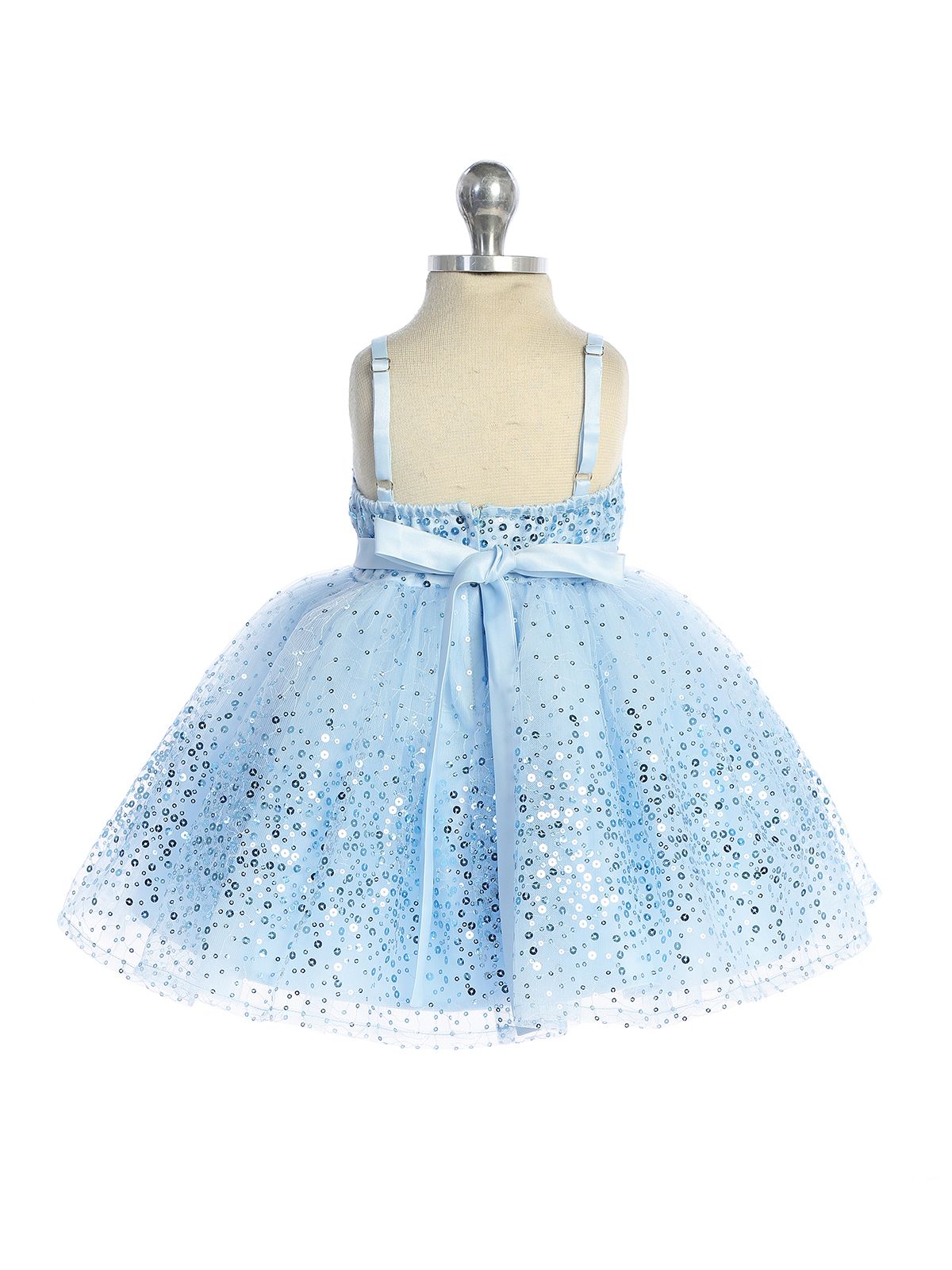 TT_5825SKY - Sky Blue Sequin Dress with Sweetheart Neckline - Tip Top Kids  - Flower Girl Dresses - Flower Girl Dress For Less