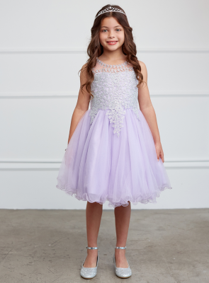 LILAC Short Gown with Gold Embroidery Embellishments