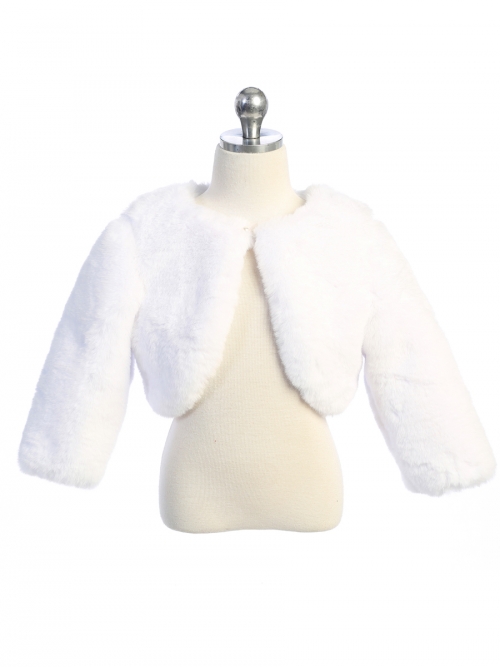 White faux fur bolero jacket cheap