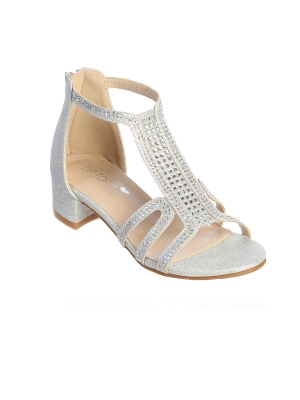 Silver Heeled Rhinestone Sandal
