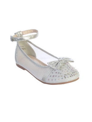 Girls Shoe Style S137 - Infant and Toddler Shoe with Rhinestone Accents and Bow in Choice of Color