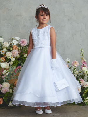 Girl's Dress Style 5896 - Lace Bodice with a Organza A-line Skirt