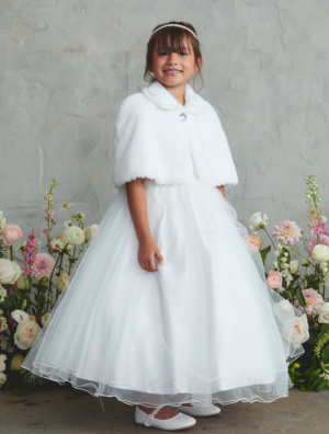 Girl's Cape Style 7900 - Faux Fur Cape with Rhinestone Accent