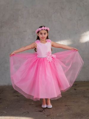 Hot Pink Flower Adorned Dress