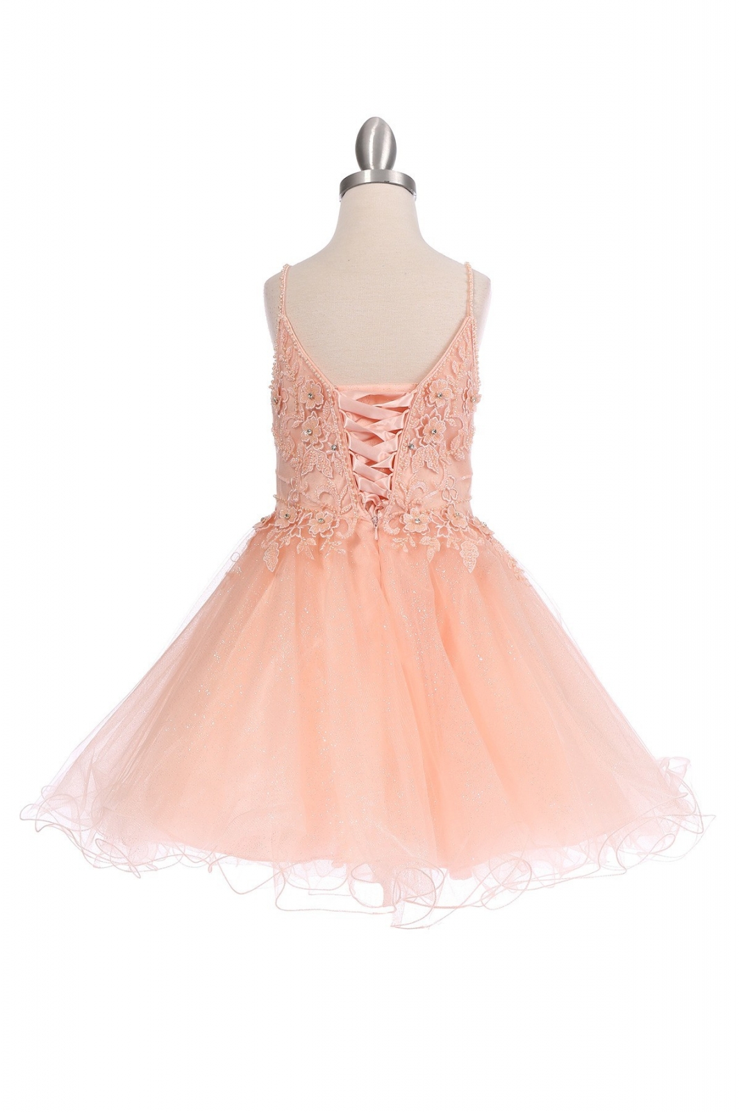 CC_5112BH - Blush A-Line Beaded Floral Dress with Wired