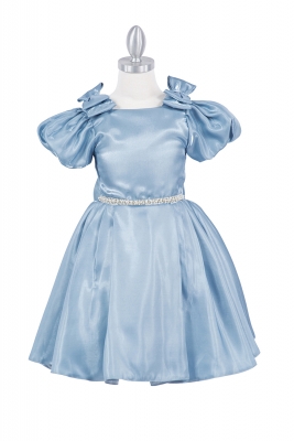 Blue Ribbon Puff Sleeve Dress