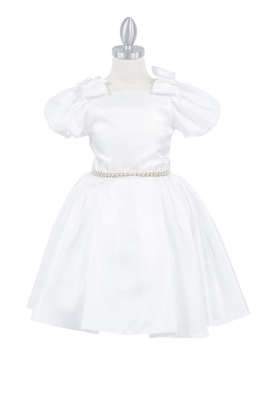 Ivory Ribbon Puff Sleeve Dress