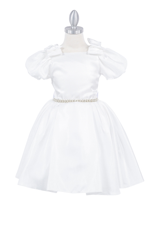 Ivory Ribbon Puff Sleeve Dress