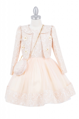Pink Elegant 3 Piece Jacquard Outfit