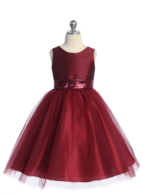 Burgundy Dress with Sequin V Back