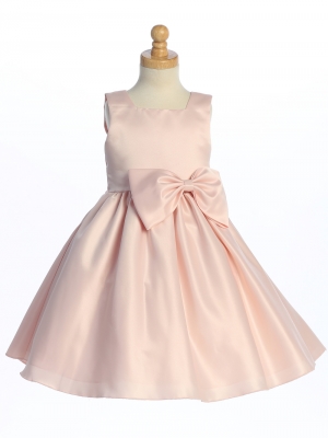 Style BL257 - Blush Satin Dress with Bow