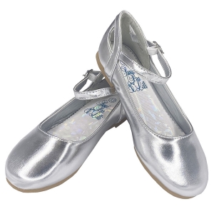 Silver Flats with Ankle Strap - Style ELSA