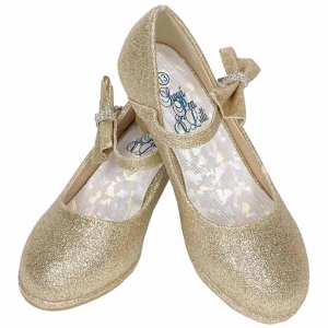 Gold Heeled Shoes with Bow Details - Style PEARL