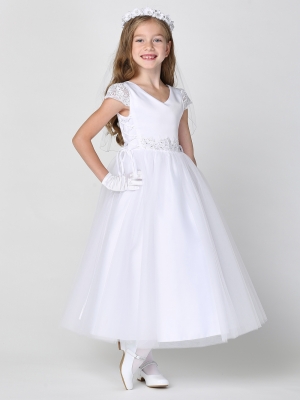 Style SP715 - Satin and Tulle Dress with Corset Sides