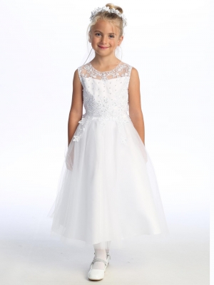 Sleeveless Illusion Neckline Dress with Pearl Details - SP730