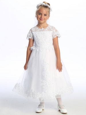 Short Sleeve Corded Embroidered Dress - SP731