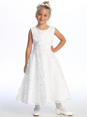 Sleeveless Embroidered Satin Dress - SP734