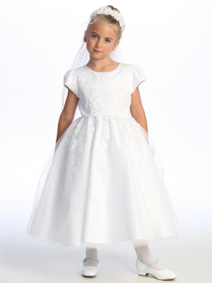 Short Sleeve Dress with Beaded Applique - SP977