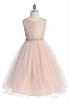 Blush Sequin and Rhinestone Detail Dress