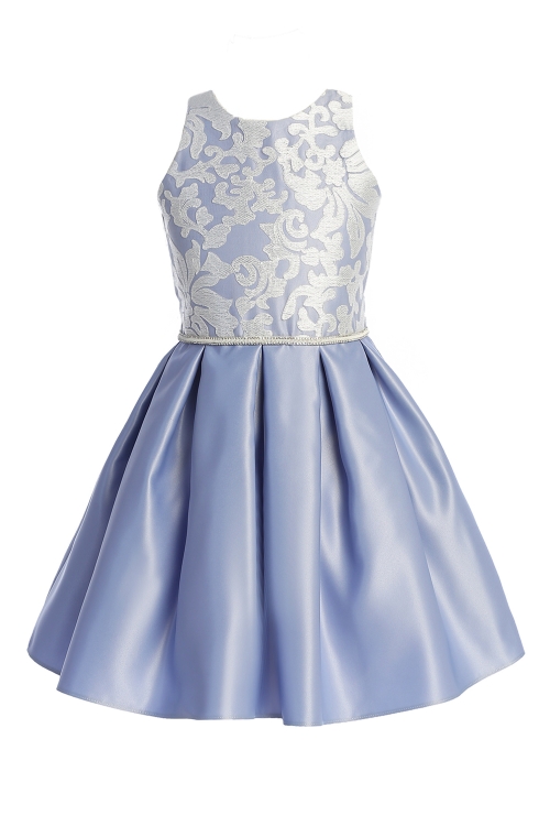 dresses periwinkle blue Periwinkle Blue Embroidered Tiered Dress main image 0