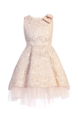 Pink Pleated Luxe Jacquard Hi-Low Dress