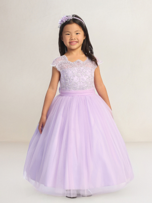 Lilac Lace Bodice Dress with V Back
