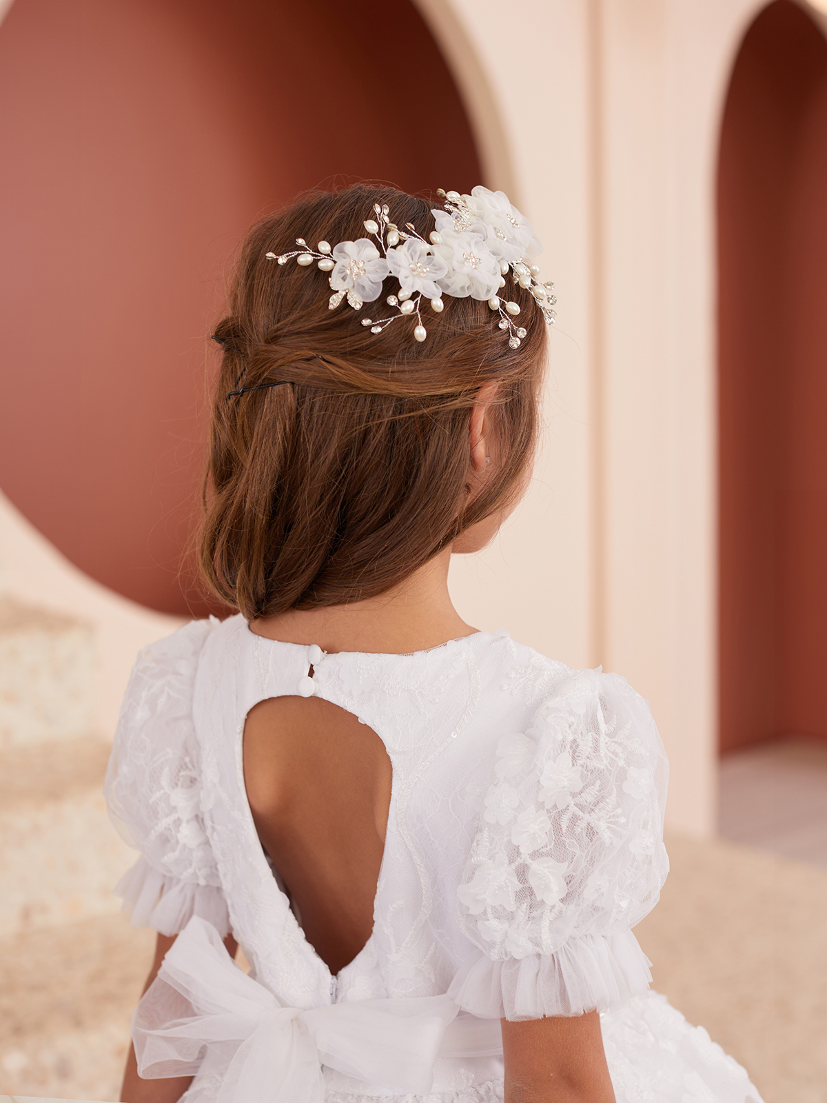 TT_5861_WH - White Puff Sleeve Dress with Floral Lace TT_5861_WH - White Puff Sleeve Dress with Floral Lace