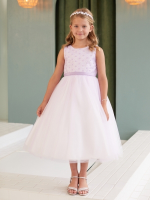Lilac Daisy Embroidered Dress