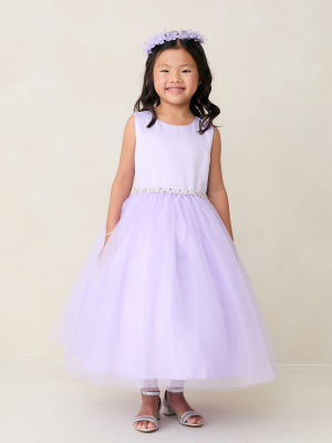 Lilac Satin and Glitter Tulle Dress