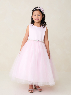 Pink Satin and Glitter Tulle Dress