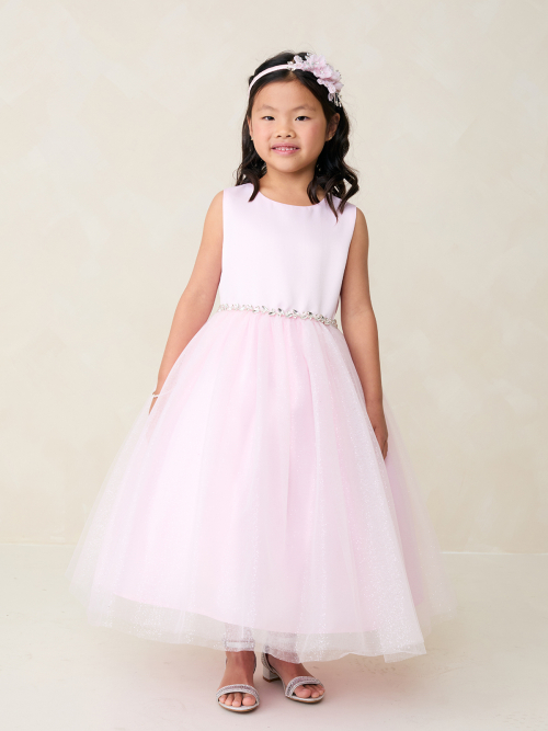 Pink Satin and Glitter Tulle Dress