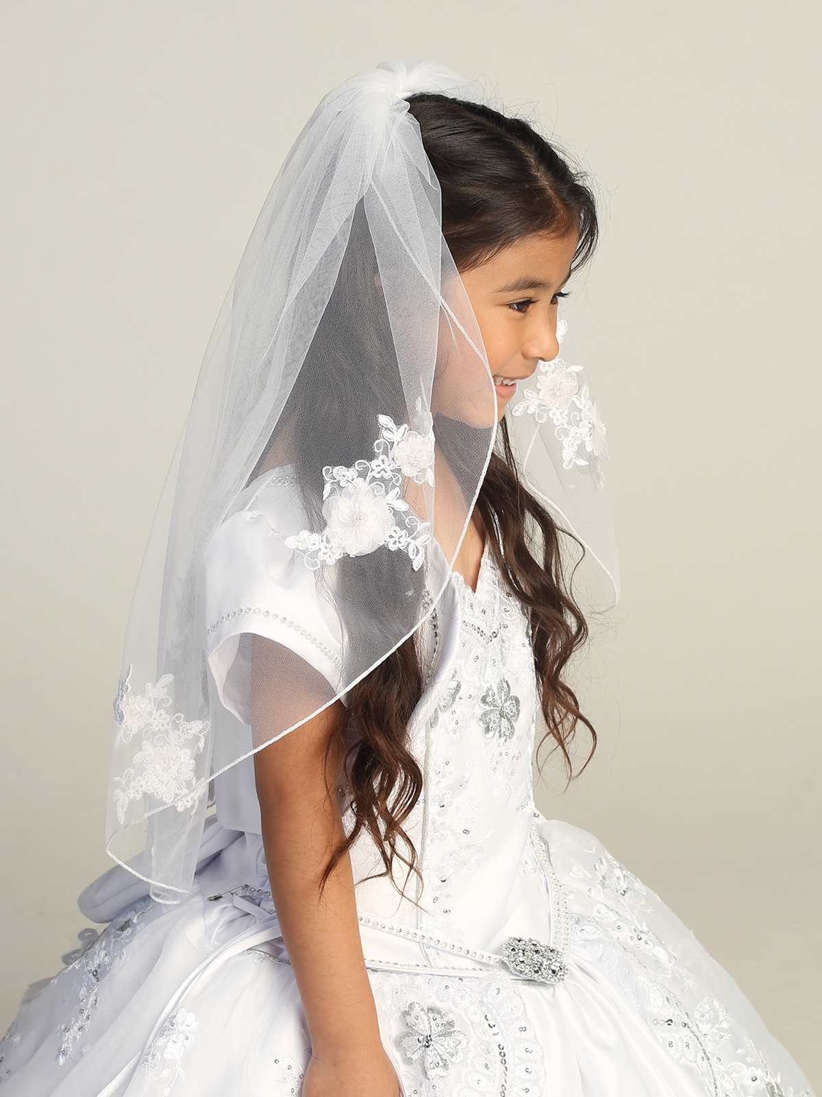 TT_611 - Floral Lace Veil - Style 611 - Tip Top Kids - Flower Girl