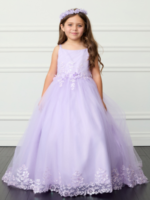 Lilac Corset Back Dress with Embroidered Skirt