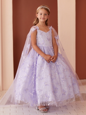 Lilac 3D Butterfly Dress with Matching Cape