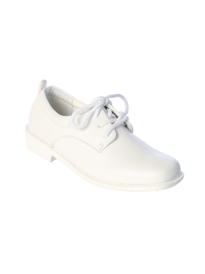 Boy's White Matte Square Toe Shoes - Style S171
