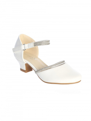 White Girls Rhinestone Strap Heels